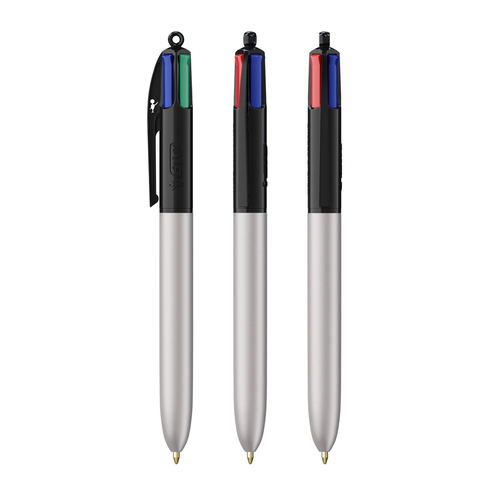 BIC® 4 Colours Glacé - Zwart - zilveren glacé